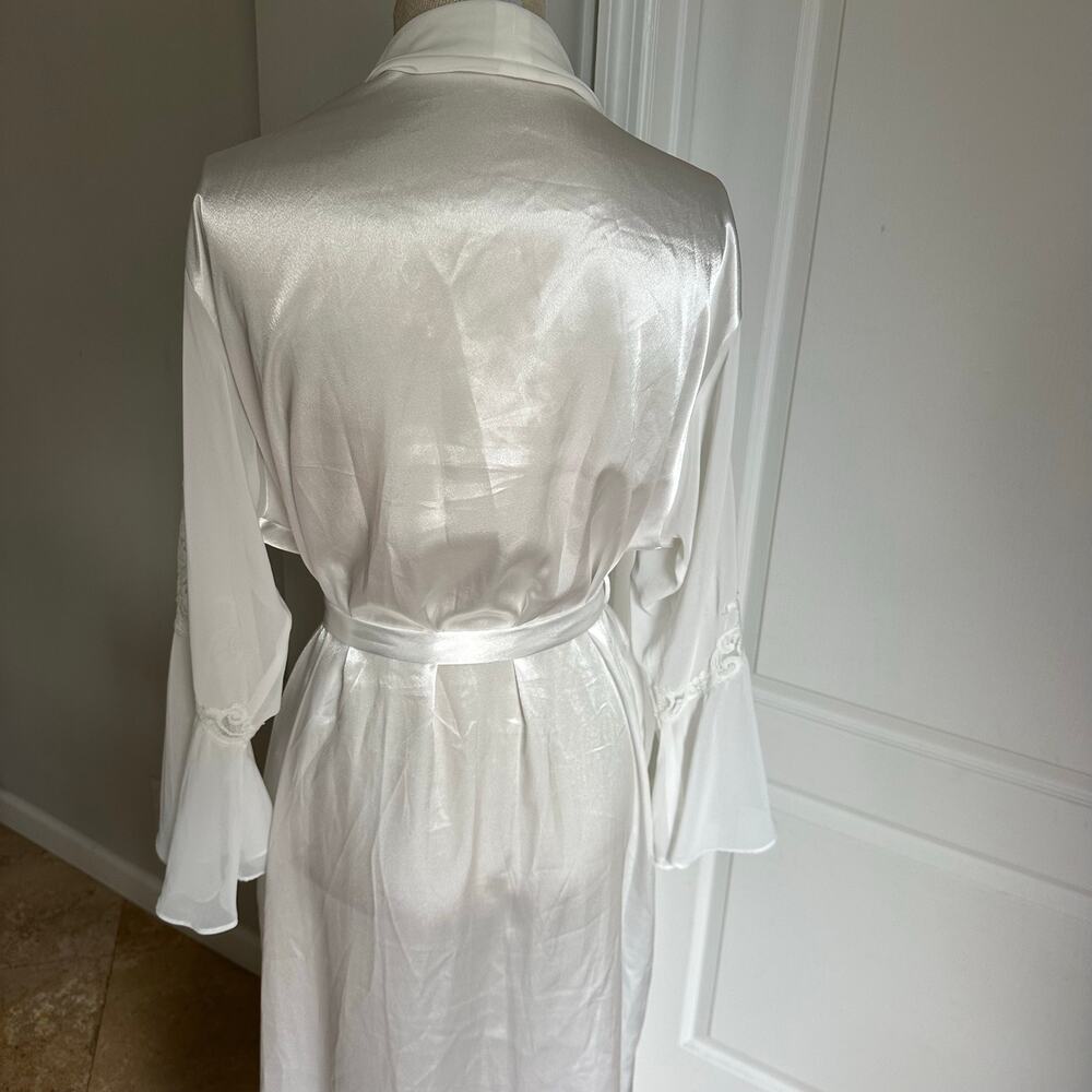 Vintage Oscar de la Renta Pink Label White Satin Bridal Robe Sz L - Picture 7 of 10